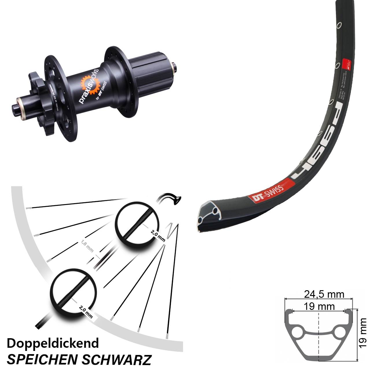 Disc Laufrad für Schnellspanner 28 Zoll DT Swiss 466d-350 8-11 fach HG