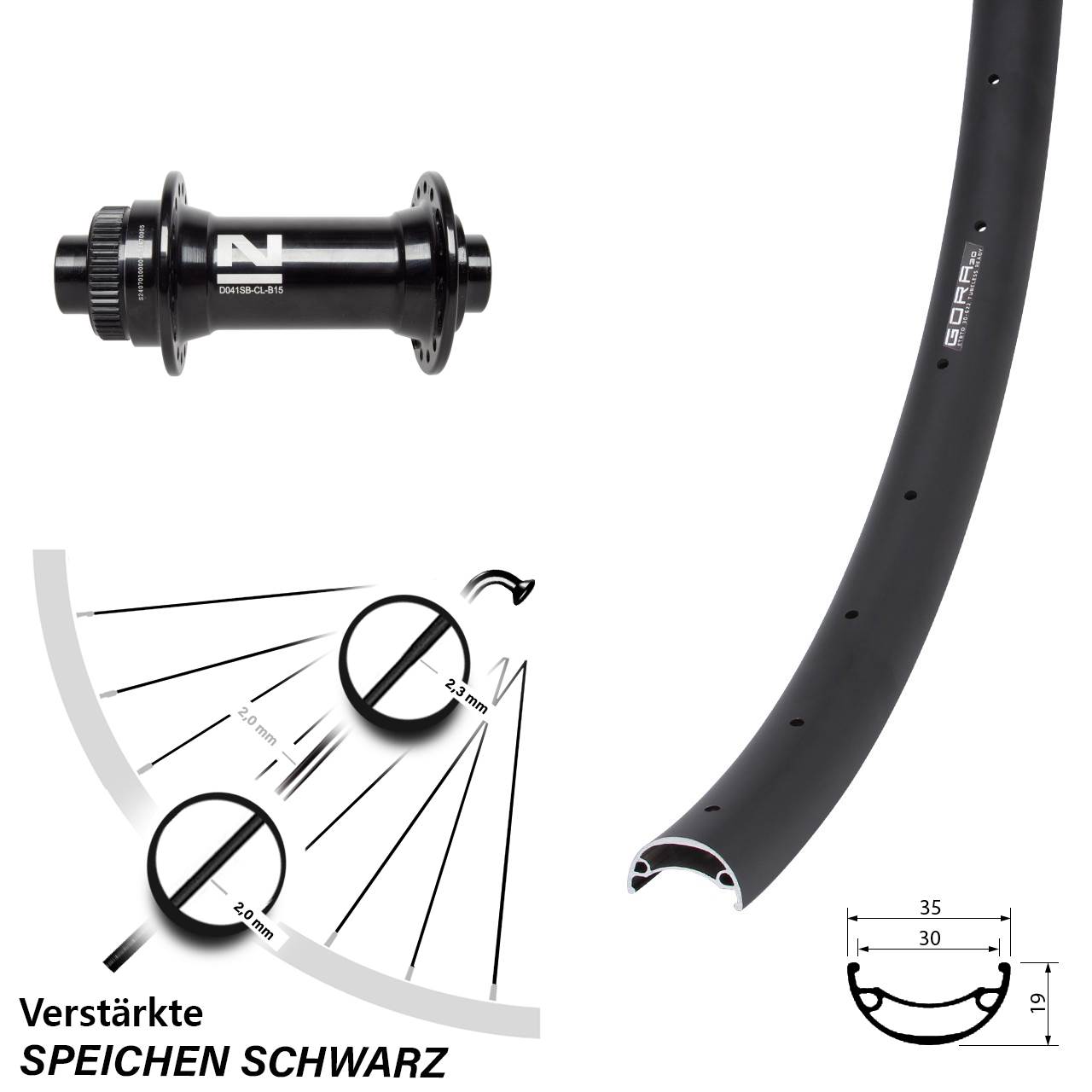 26 Zoll Gora 30 Novatec D041 Vorderrad Centerlock 15x110 Boost