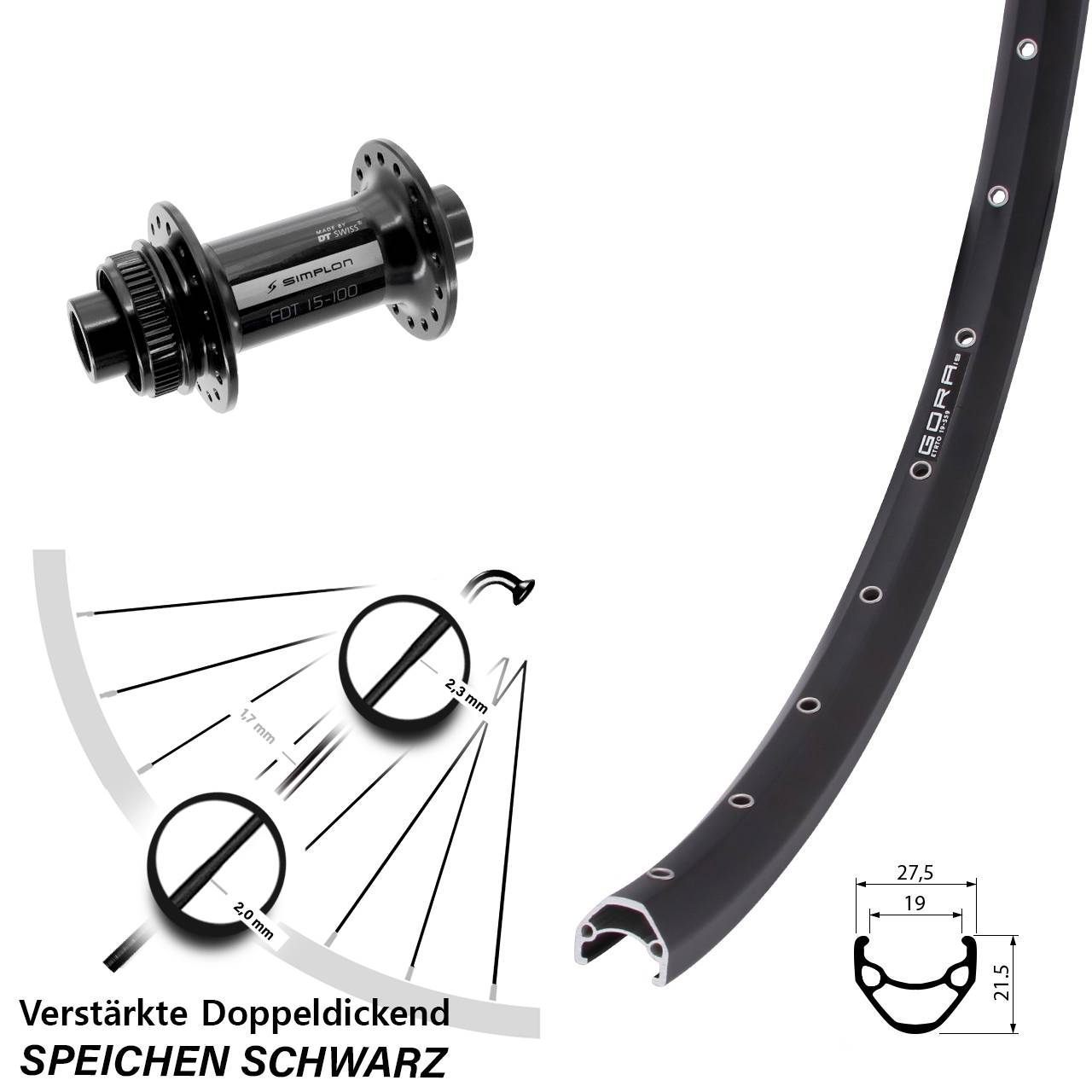 Vorderrad 26 Zoll Gora 19 DT Swiss 370 Centerlock 12x100