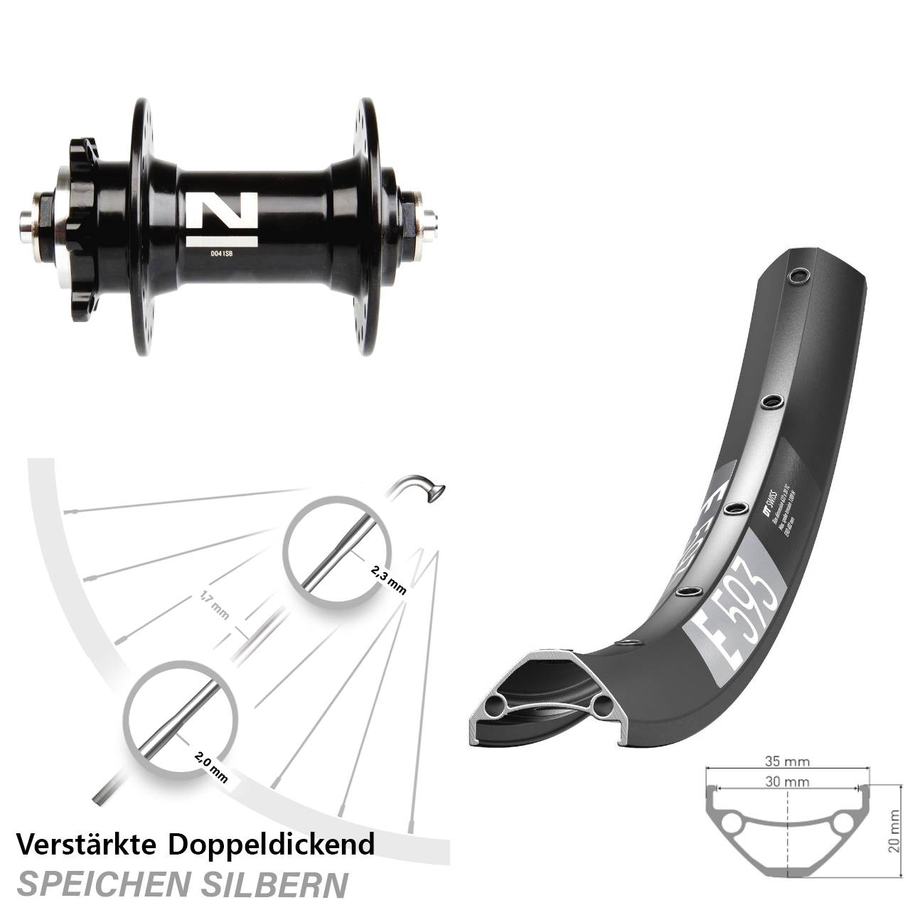 DT Swiss E 593 Novatec D-041 29 Zoll Disc Laufrad für Schnellspanner