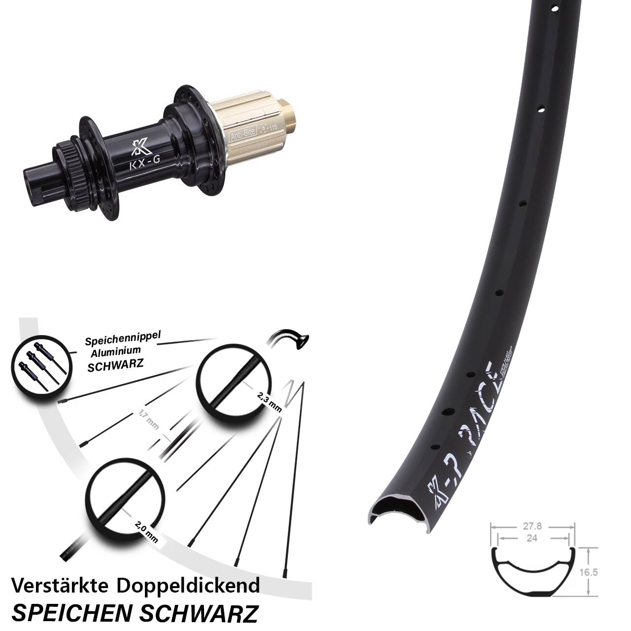 Hinterrad Centerlock 12x142 KX-R Race MTB 8-12 fach
