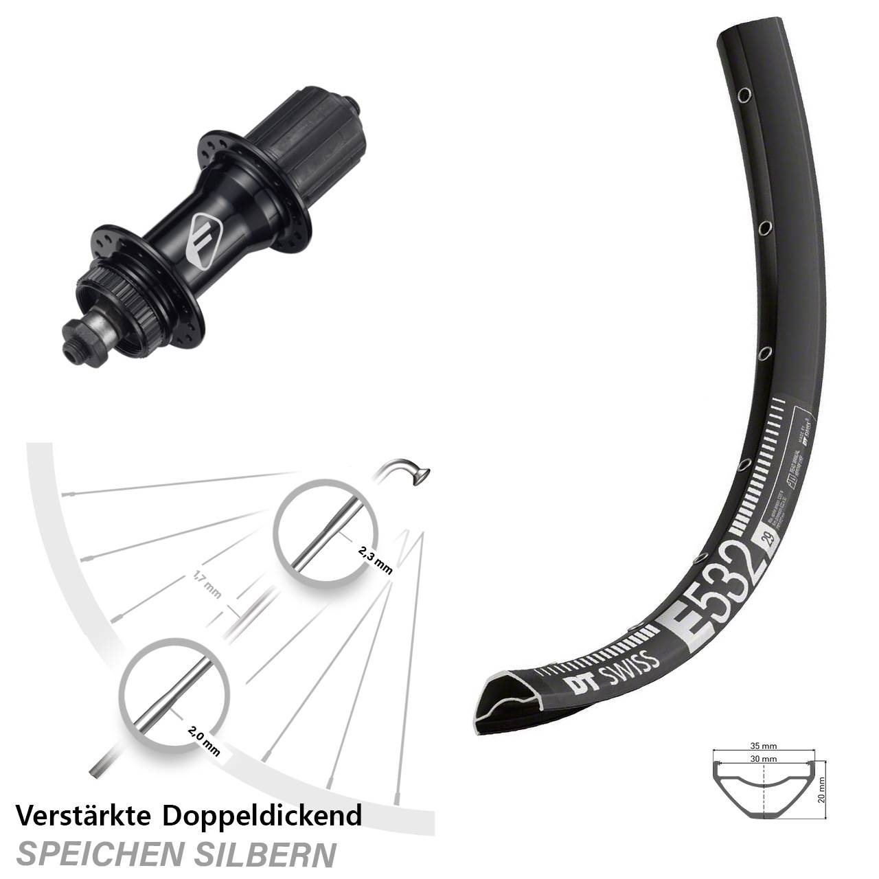 Centerlock Hinterrad 29 Zoll DT Swiss E532 Formula CL52 8-11 fach QR