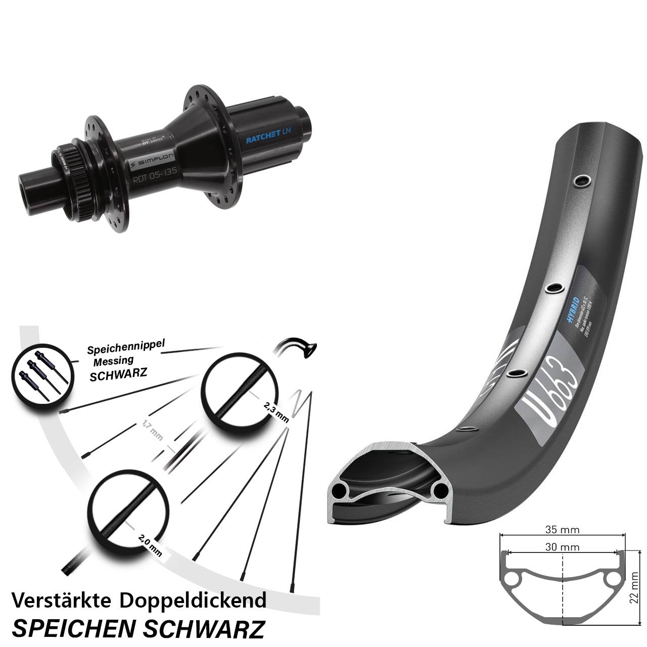 Disc Laufrad 27,5 Zoll DT Swiss U 663-370 Hybrid 8-11 fach 12x142