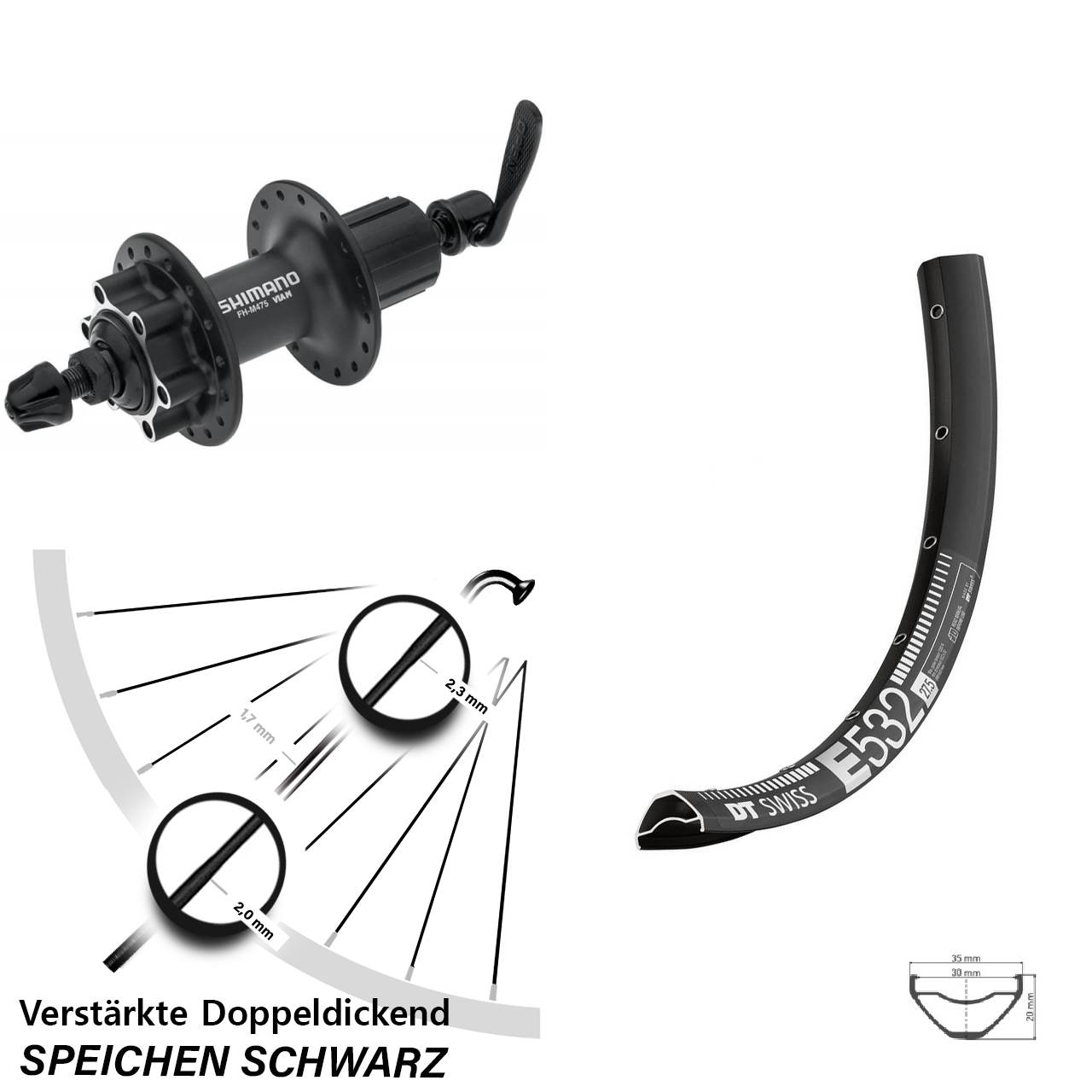 6-Loch Hinterrad 29 Zoll DT Swiss E532 Shimano Alivio 8-11 fach HG für Schnellspanner