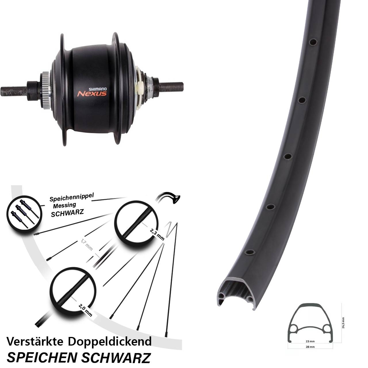 28-29 Zoll Ambrosio Sport Disc 8-Gang Hinterrad