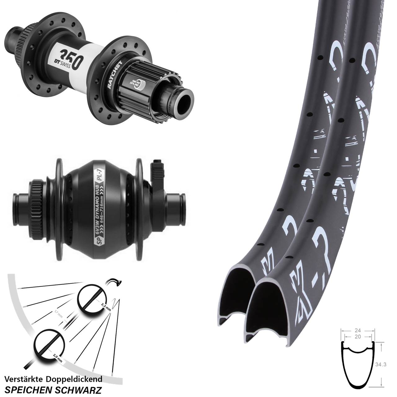 28 Zoll KX-R Road SP PL-7 DT Swiss 350 Micro Spline Centerlock Laufradsatz 12x100/142