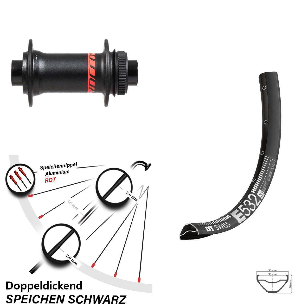 Boost Disc Vorderrad 15x110 29 Zoll DT Swiss E 532 Formula