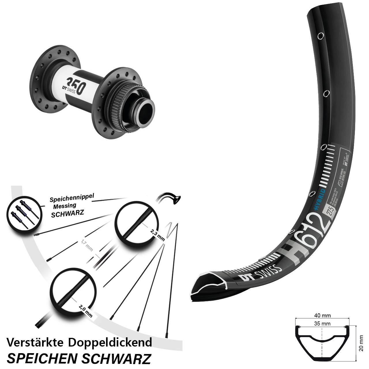 Disc Vorderrad 27,5 Zoll DT Swiss H 612-350 15x100