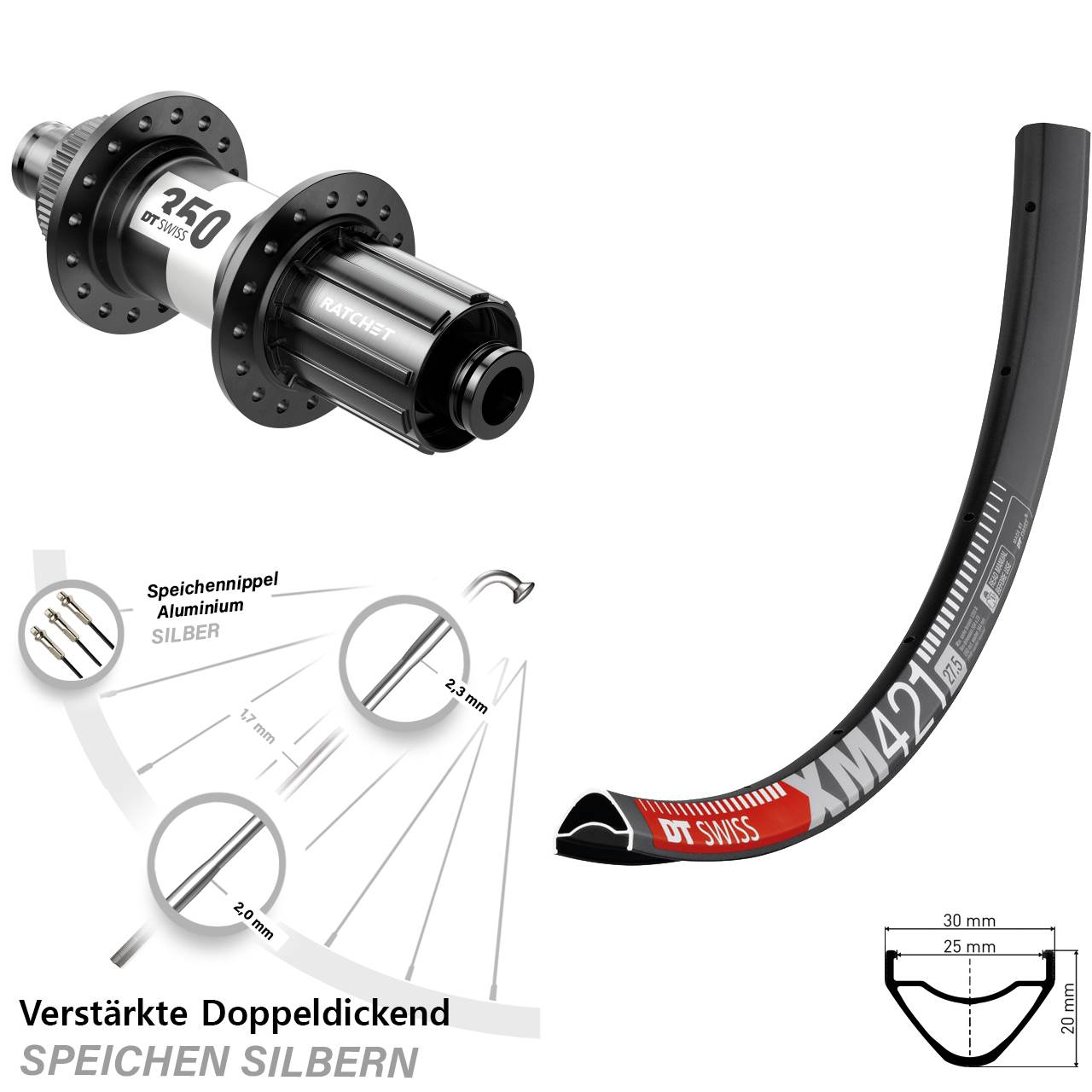 DT Swiss XM 421-350 29 Zoll Hinterrad 12x142 8-11 fach HG