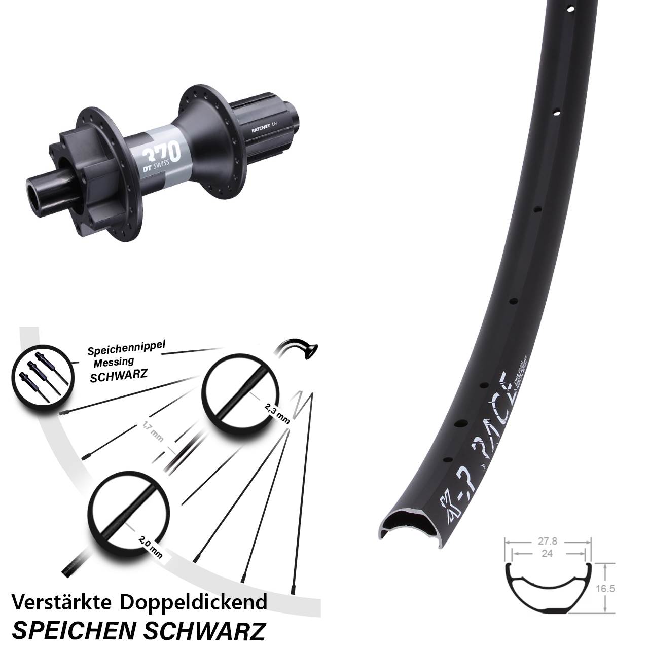 28 Zoll KX-R Race DT Swiss 370 Disc Laufrad 12x148 8-11 fach