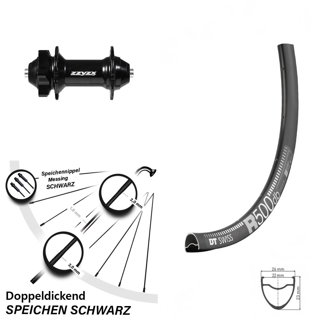 Disc Vorderrad 28-29 Zoll DT Swiss R500 Formula für Schnellspanner