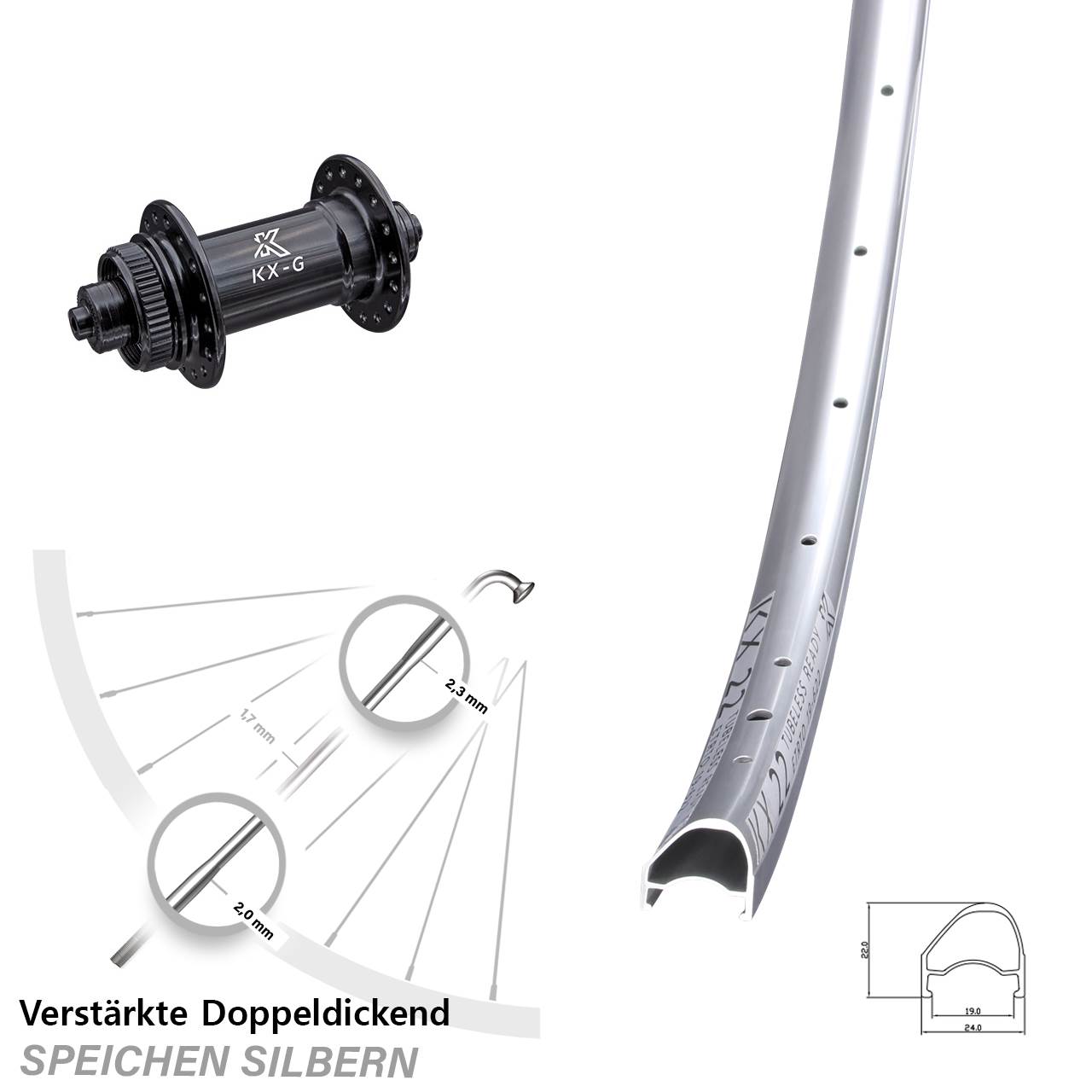 KX-G 22 28 Zoll Disc Vorderrad QR
