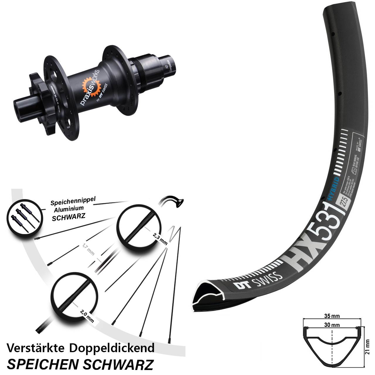 Disc Hinterrad 29 Zoll DT Swiss HX 531-350 XD 11-12 fach 12x142