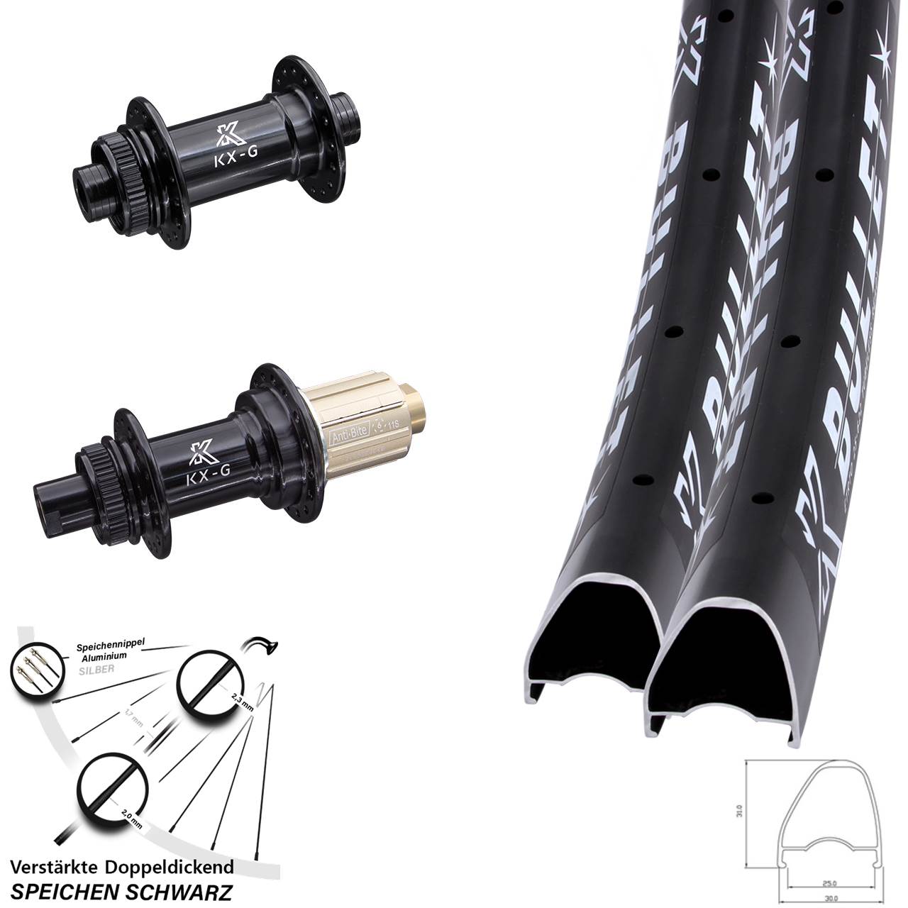 KX-G Bullet OS 28 Zoll Laufradsatz Centerlock 15x100 12x142 8-12 fach HG