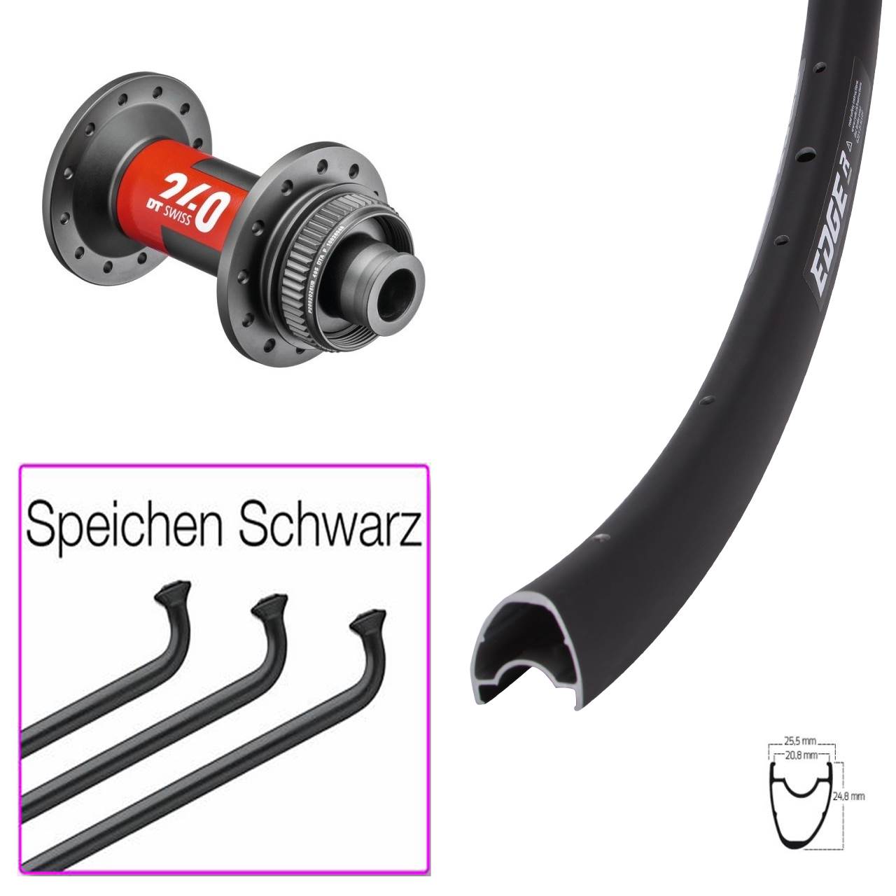 Disc Vorderrad 28 Zoll Ryde Edge R25 OS DT Swiss 240 Road 12x100