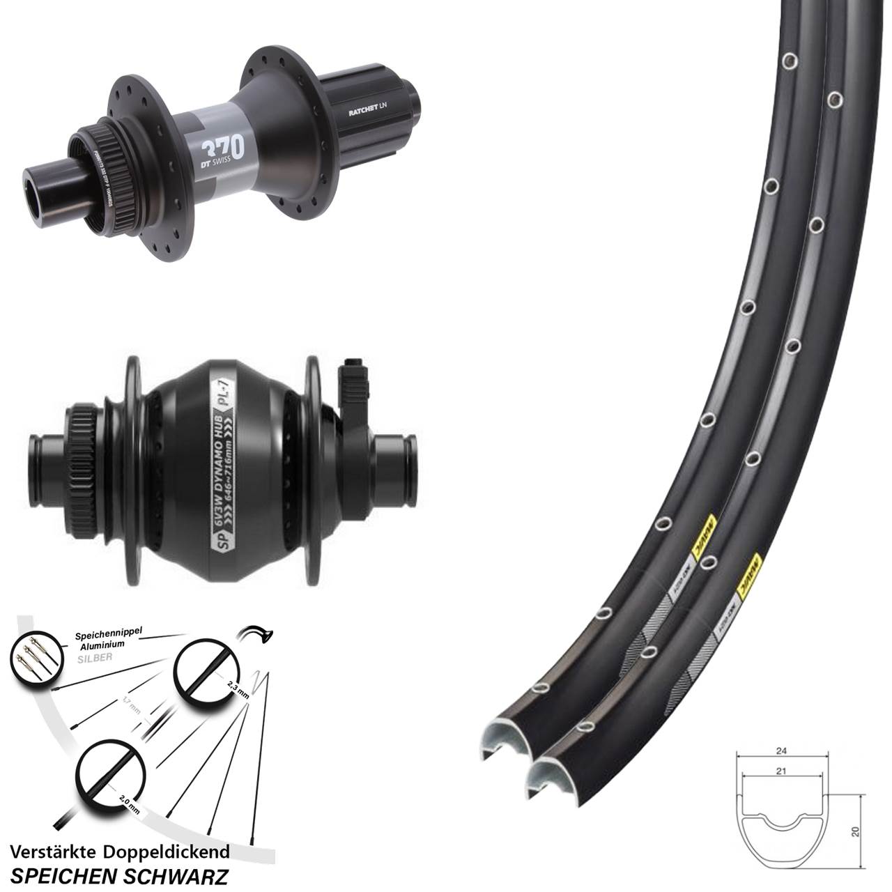 Mavic XC 621 DT Swiss 370 Shutter PL-7 28 Zoll Disc Laufrad-Satz 12x100/142 11-12 fach