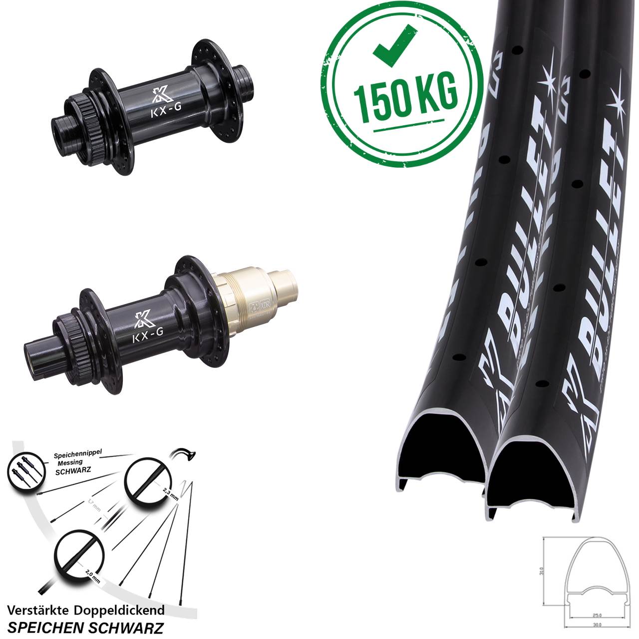 KX-G Bullet 28-29 Zoll Centerlock Laufradsatz 15x100 12x142 SRAM XDR