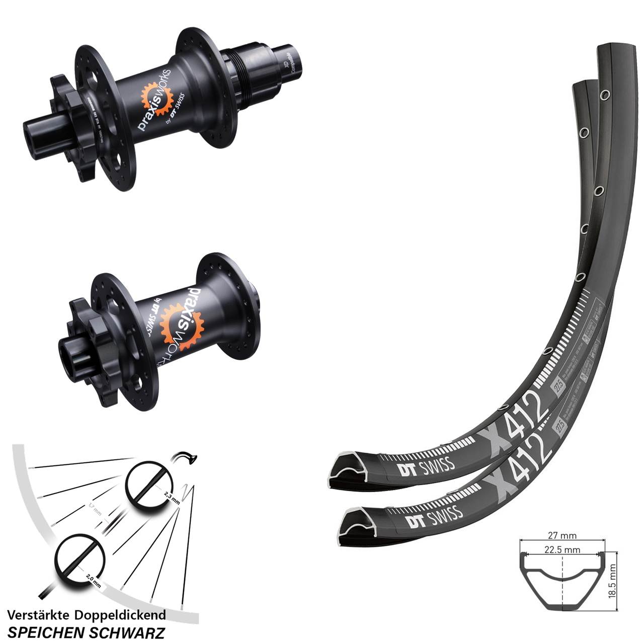 Laufradsatz 29 Zoll DT Swiss X 412-350 Ratchet 36 Disc Sram XD 11-12 fach 15x100 12x142
