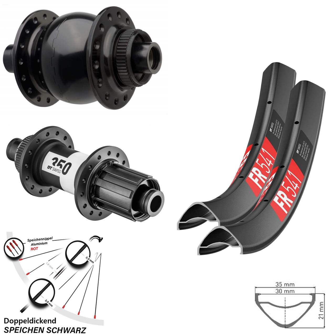 29 Zoll FR 541 DT Swiss 350 SON 28 Laufradsatz 15x110 12x148 8-11 fach HG
