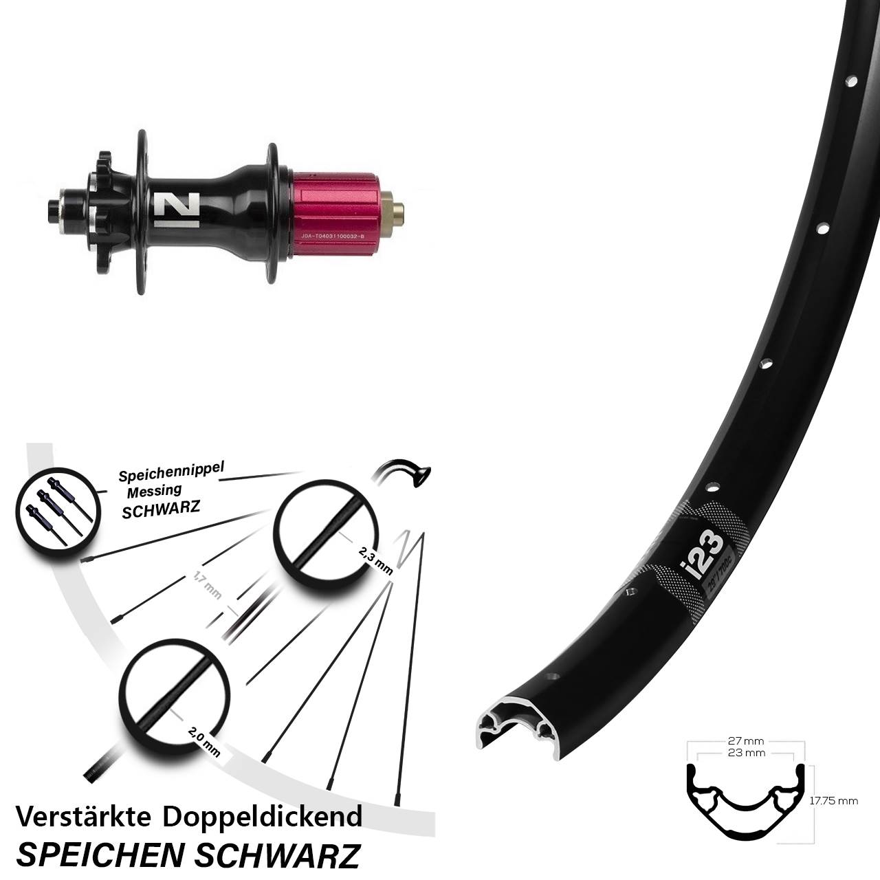 Disc Laufrad für Schnellspanner 29 Zoll WTB i23 ST Novatec D792 8-12 fach