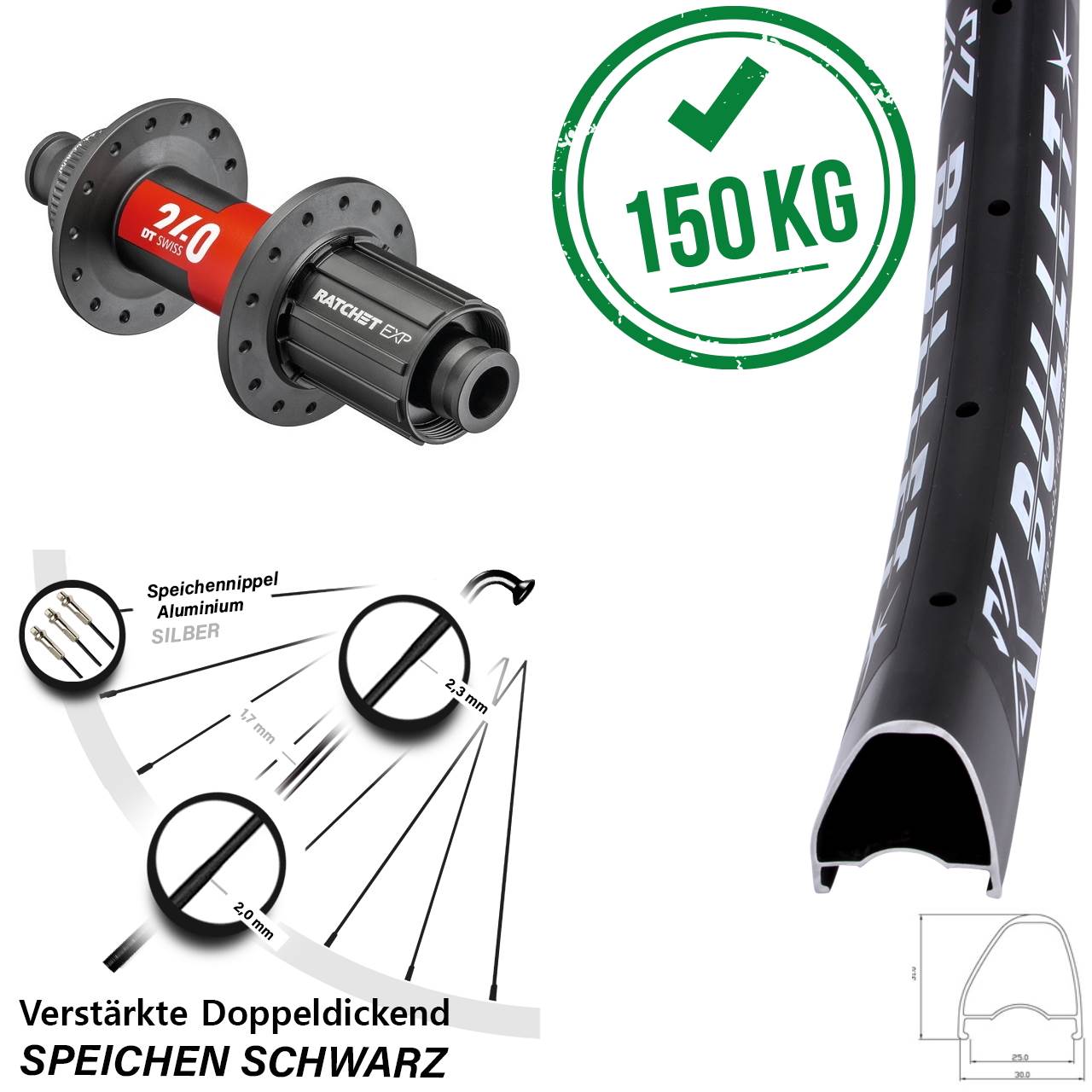 Disc Laufrad 28 Zoll KX Bullet DT Swiss 240 EXP 11-12 fach 12x142