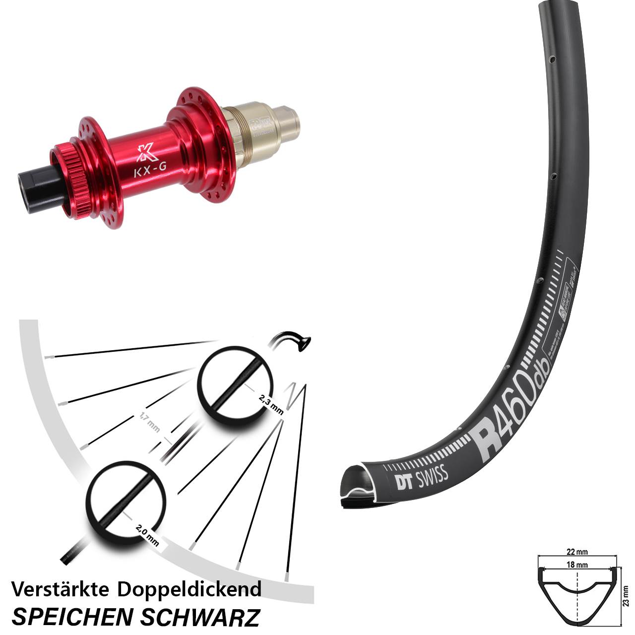 Hinterrad 28 Zoll DT Swiss R 460 KX-G rot SRAM XDR 12x142