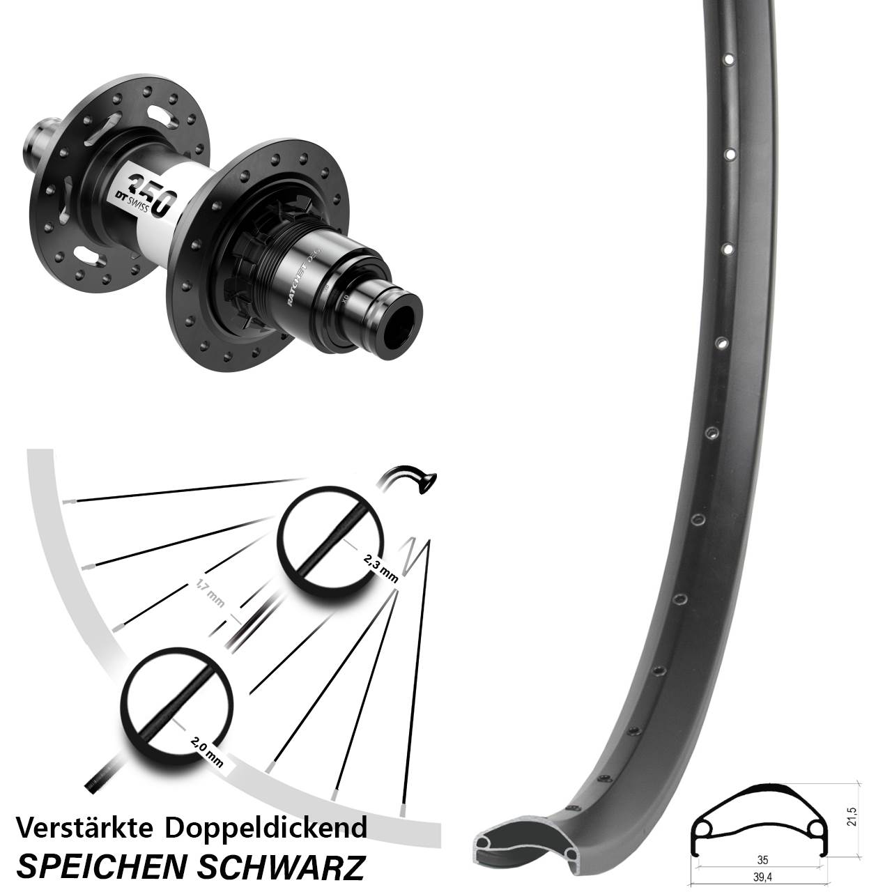 Disc Laufrad 27,5 Zoll Ambrosio E35 DT Swiss 350 DEG 72 XD 11-12 fach 12x148