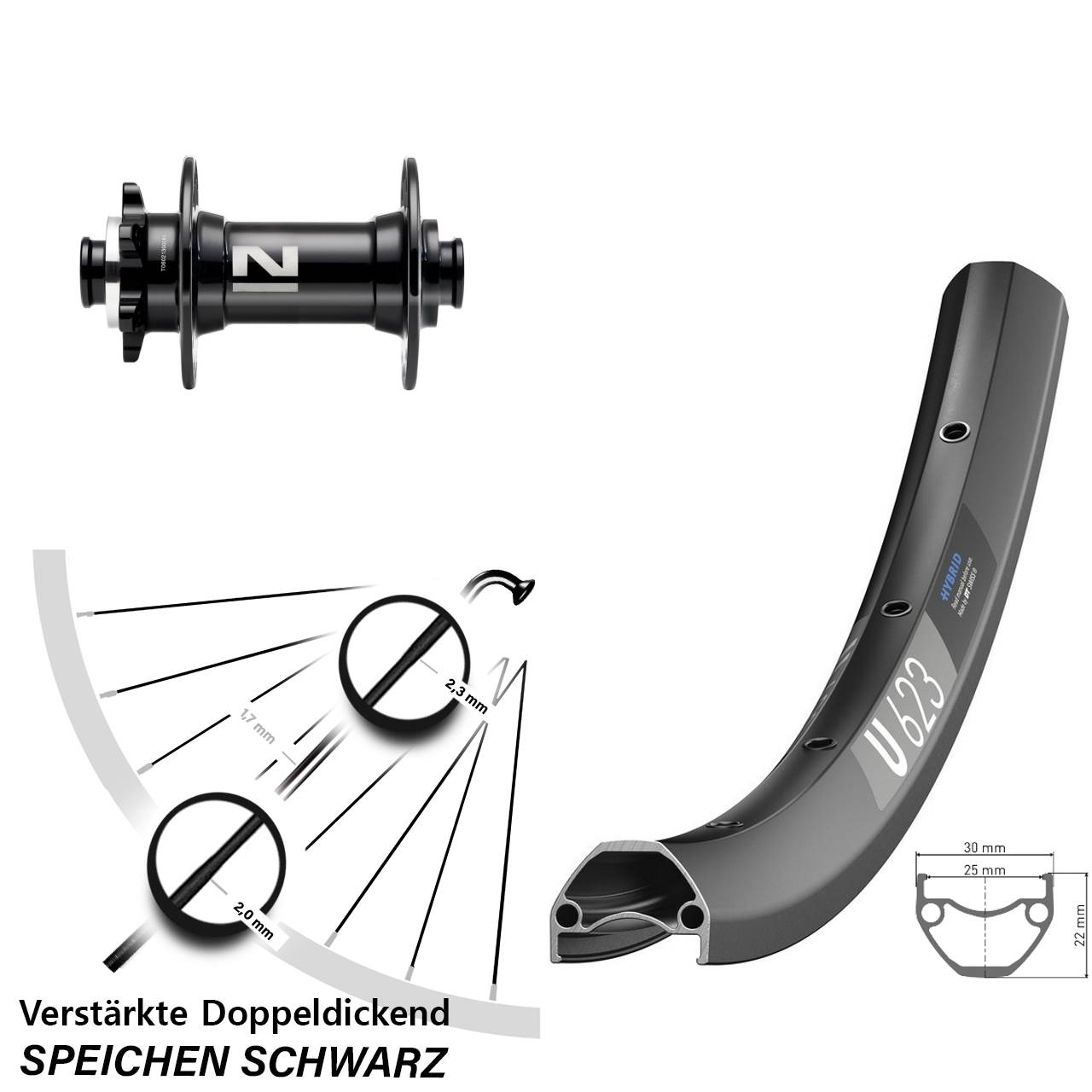 DT Swiss U623 Novatec D041 29 Zoll Vorderrad 6-Loch 15x110 Boost