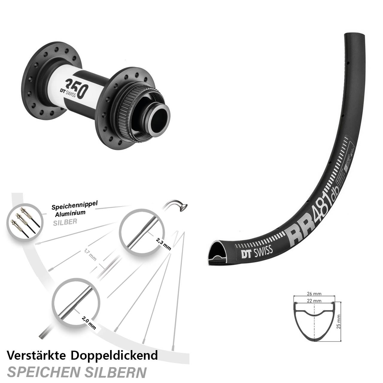 DT Swiss RR 481 DT Swiss 350 28 Zoll Disc Laufrad 15x110 Boost