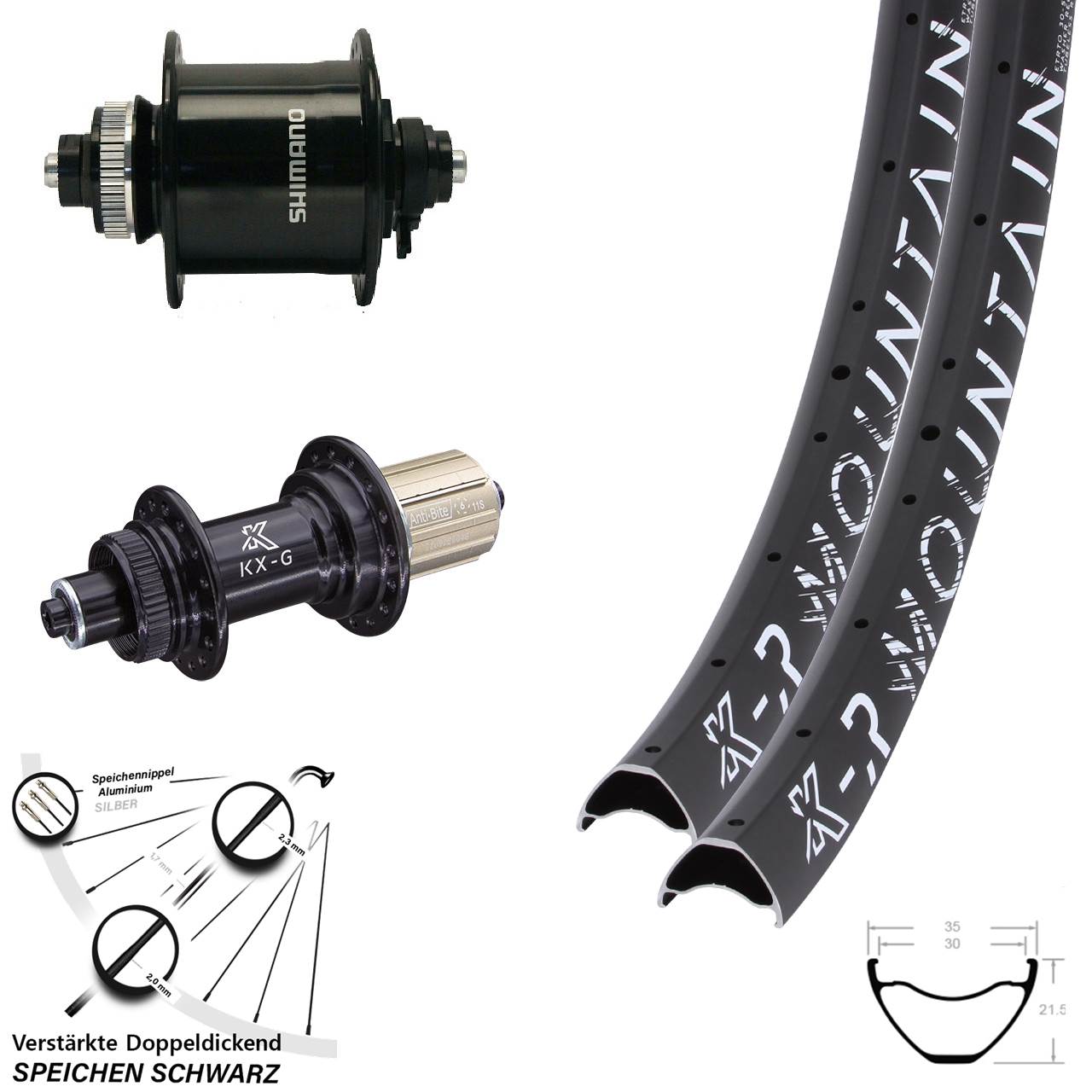 KX-GR Mountain Shimano DH-UR700-3D 27,5 Zoll Disc Laufrad-Satz QR 8-12 fach