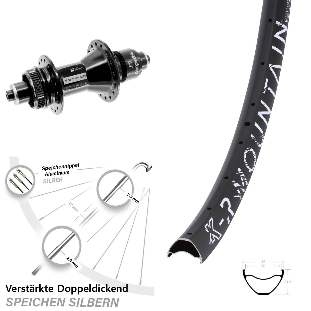 KX-R Mountain DT Swiss 370 29 Zoll Hinterrad Centerlock QR XD 11-12 fach