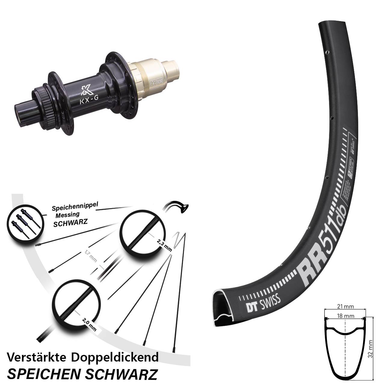 28 Zoll DT Swiss RR 511 KX-G Hinterrad Centerlock 12x142 XDR 11-12 fach