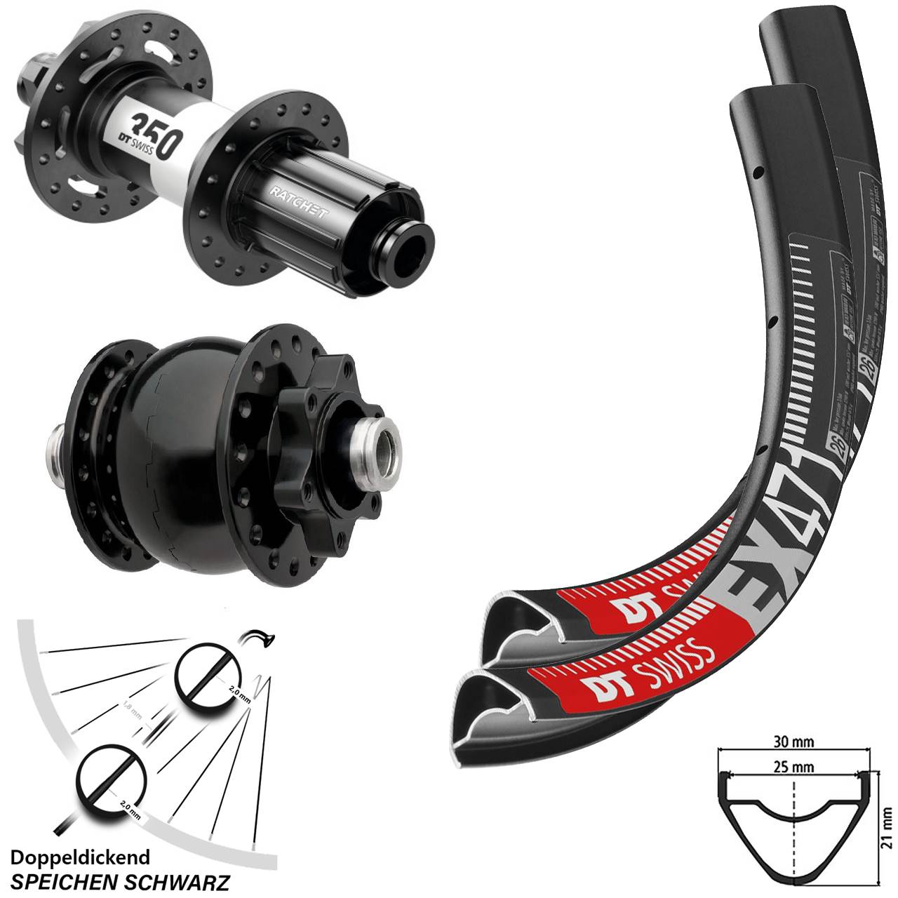 29 Zoll DT Swiss EX471-350 SON 28 Disc Laufradsatz 12x100/142 8-11 fach HG