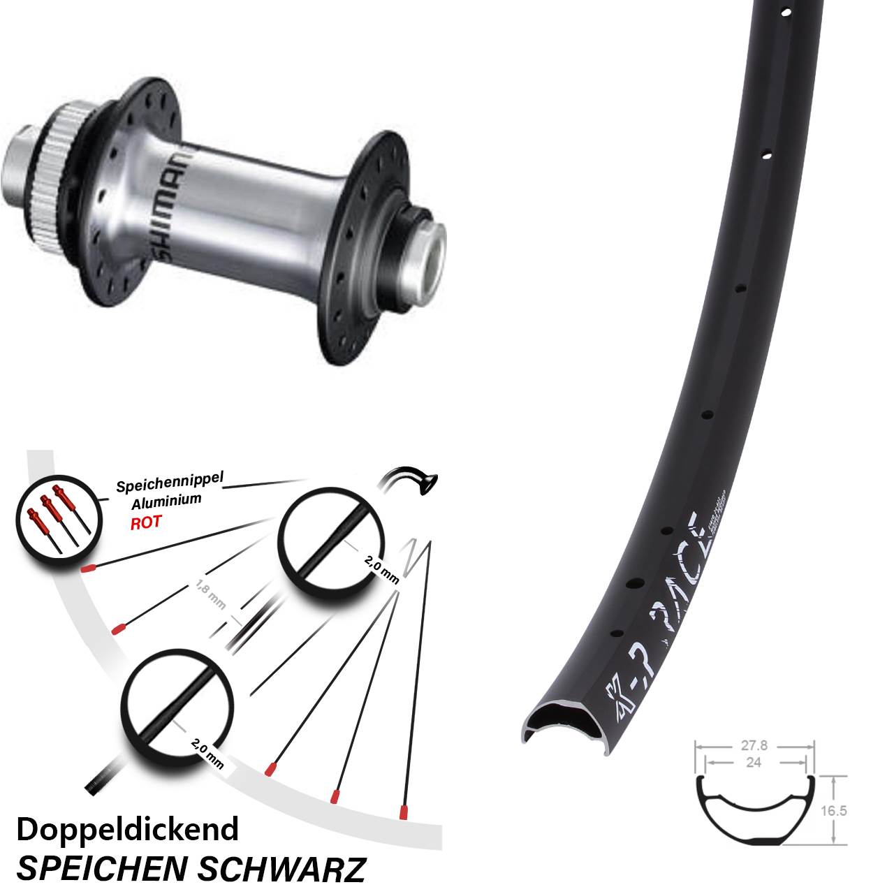 Disc Vorderrad 12x100 28-29 Zoll KX-R Race Shimano HB-RS770