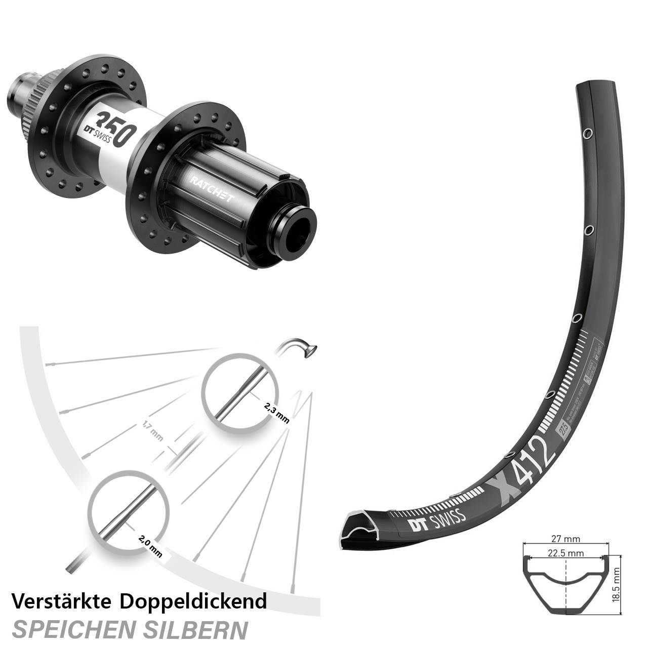 Centerlock 29 Zoll Hinterrad DT Swiss X 412-350 8-11 fach HG 12x142