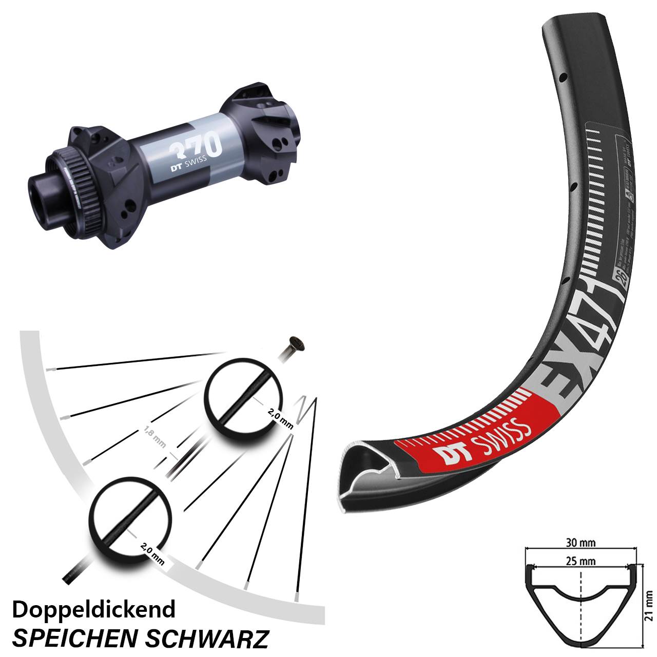 MTB Enduro EX 471 DT Swiss 370 Boost 15x110 mm Straightpull Vorderrad 27,5 Zoll