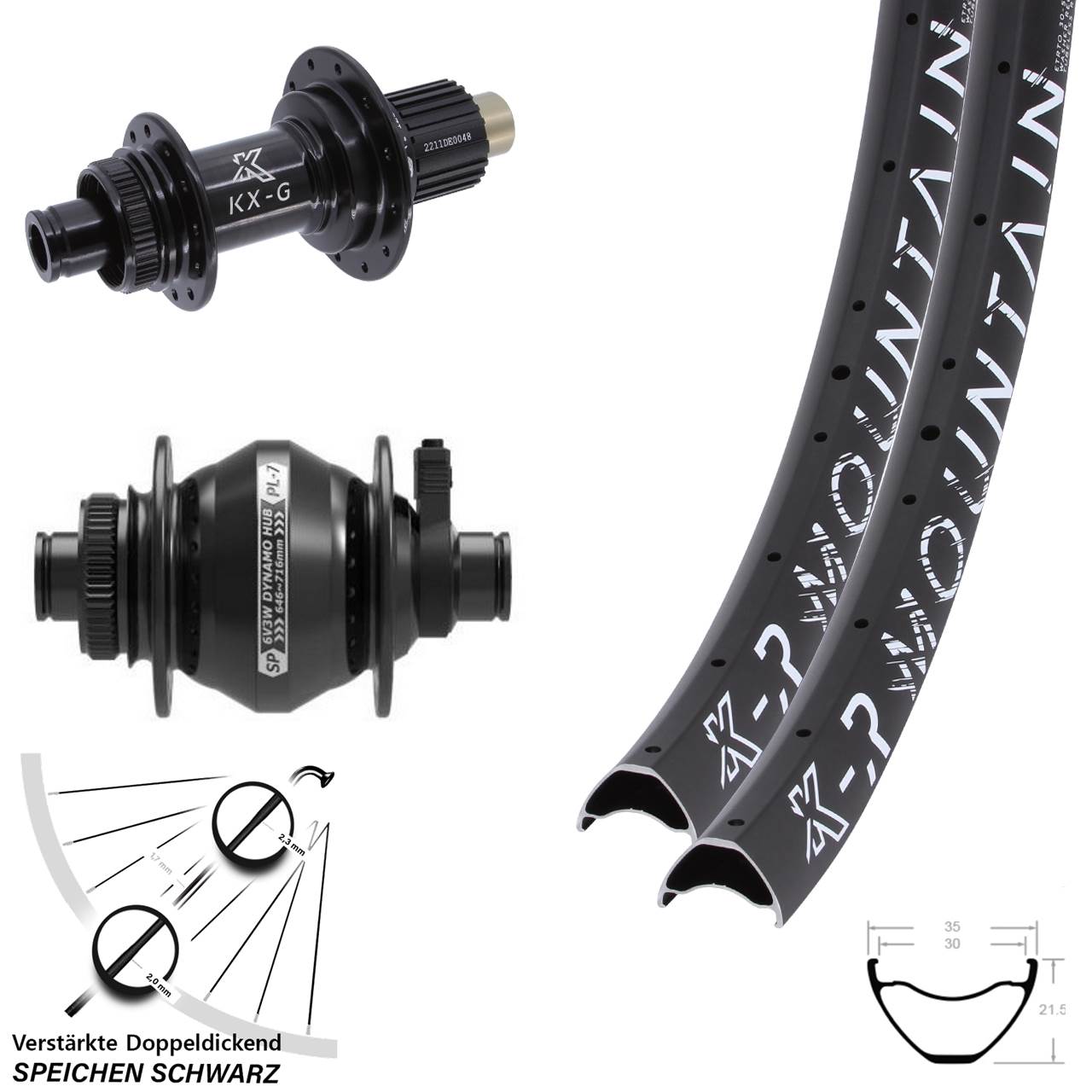 Laufradsatz Centerlock 12x100/142 27,5/29 Zoll KX-GR Mountain SP PL-7 Micro Spline