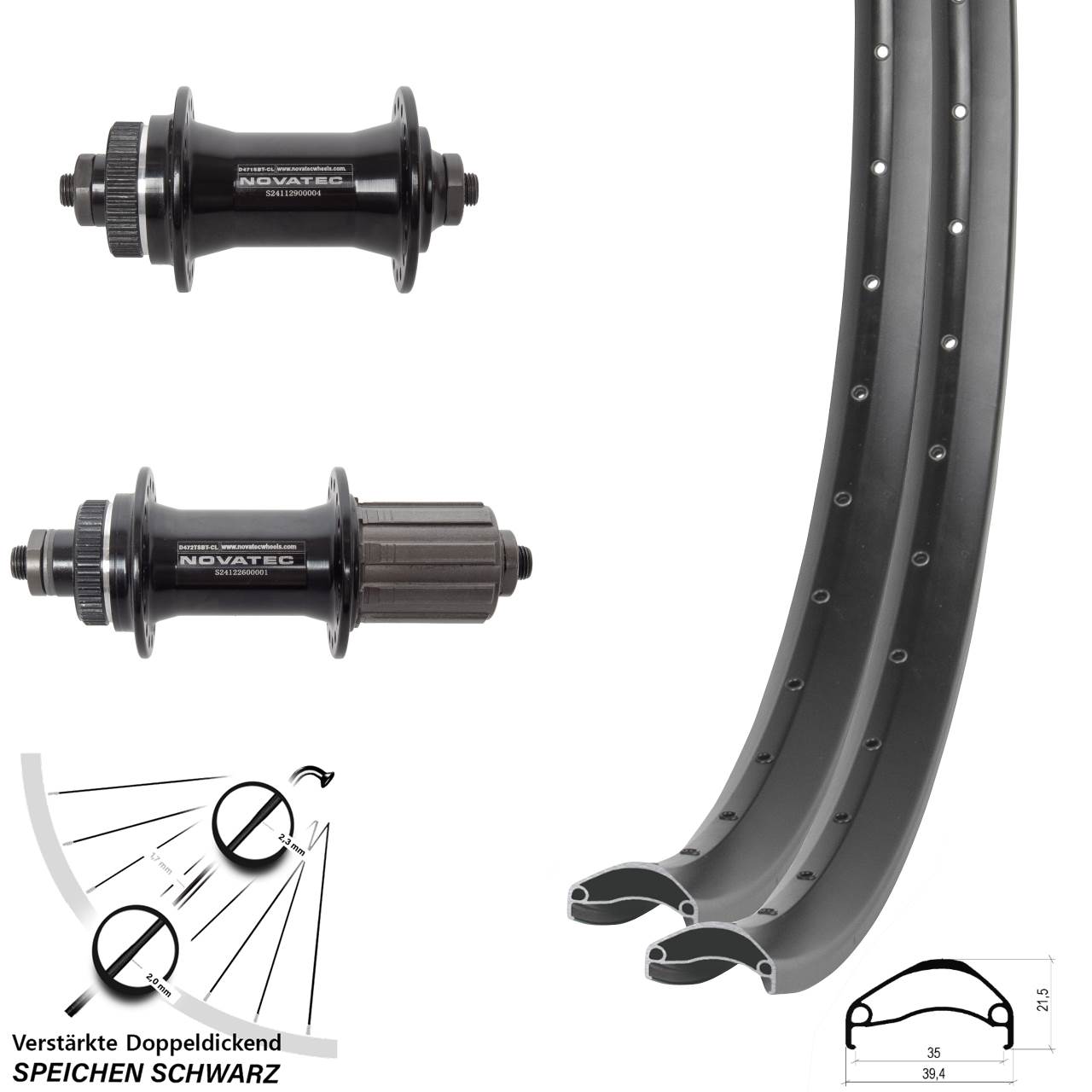Ambrosio E35 Novatec D471 D472 29 Zoll Laufradsatz Centerlock für Schnellspanner 8-12 fach