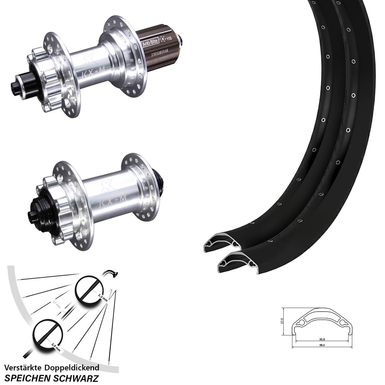 29 Zoll Ryde Disc 35 KX-M Laufradsatz 6-Loch QR 8-12 fach