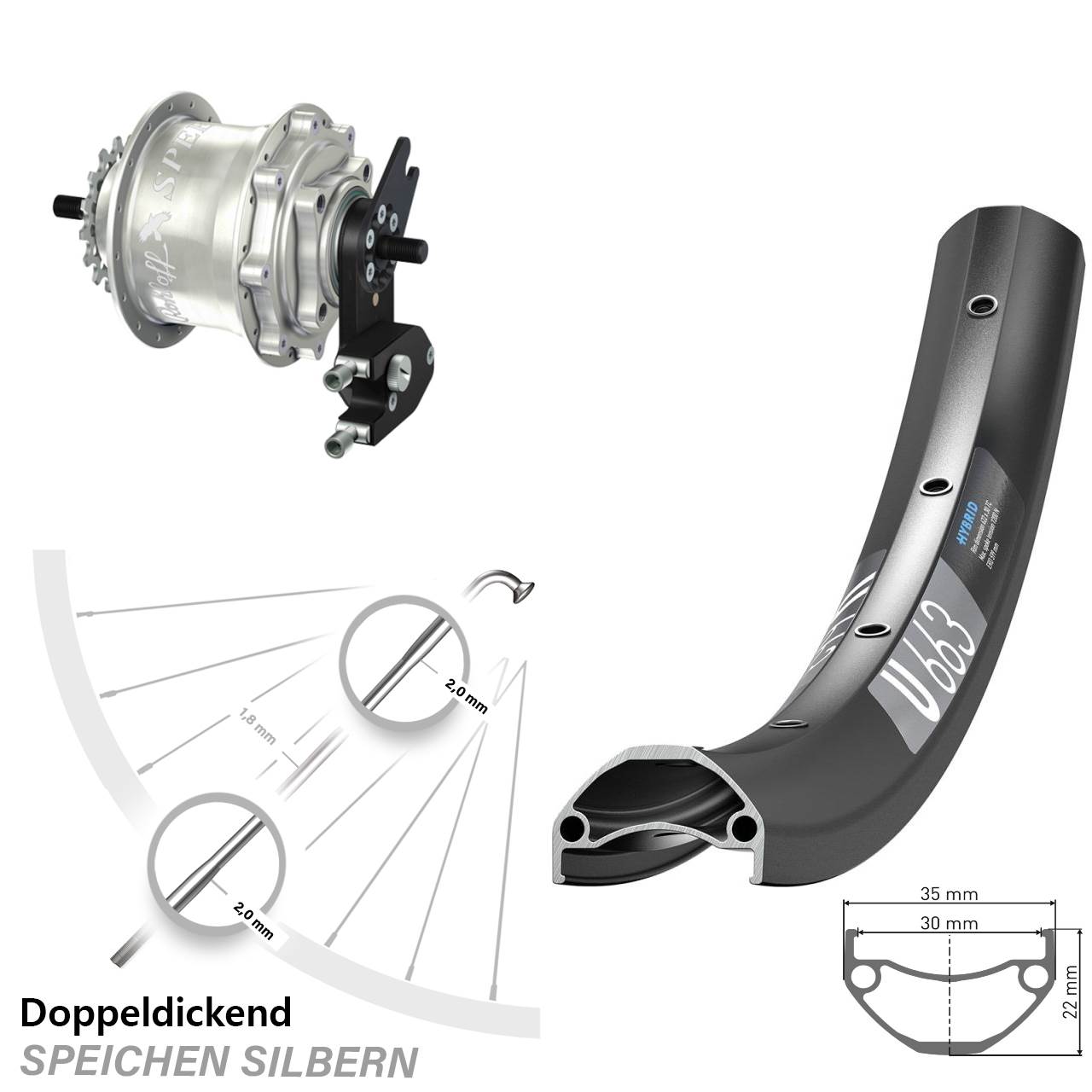 DT Swiss U 663 Rohloff Speedhub 500/14 TS DB OEM2 Tandem 27,5 Zoll Disc Hinterrrad