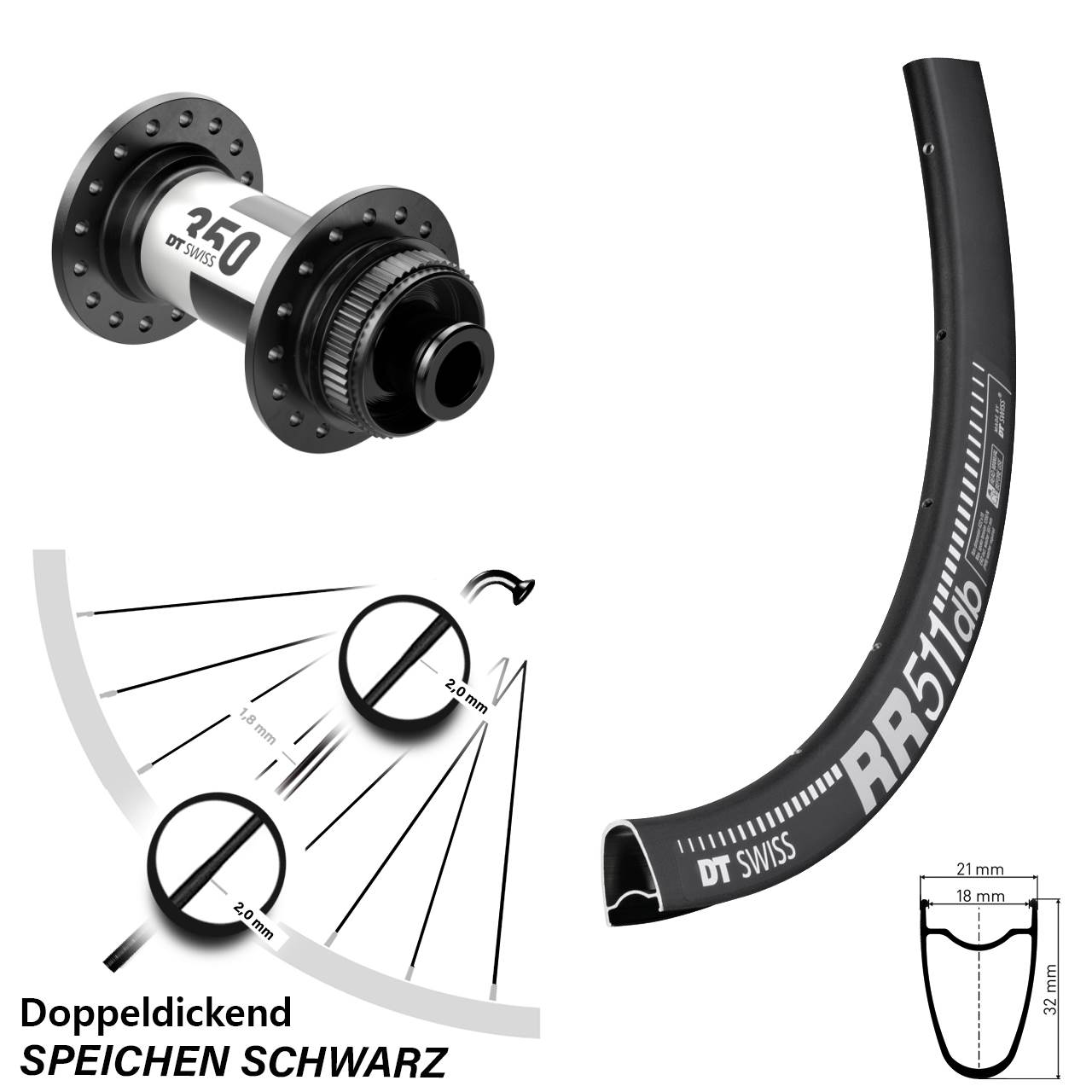 Laufrad 28 Zoll DT Swiss RR511 Disc-350 12x100 Centerlock
