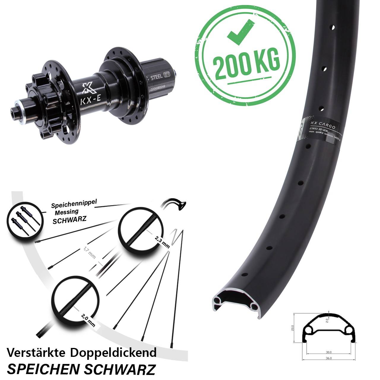 KX-E Cargo Heavy Duty 29 Zoll Hinterrad 5x141 Boost 6-Loch 8-12 fach HG