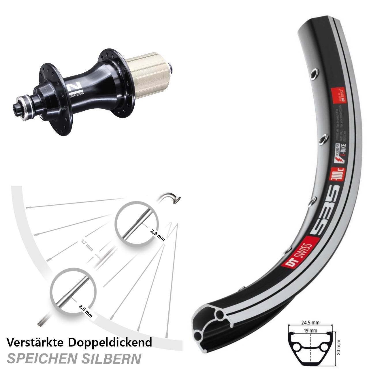 26 Zoll DT Swiss 535 Novatec F162 Hinterrad QR 8-12 fach HG
