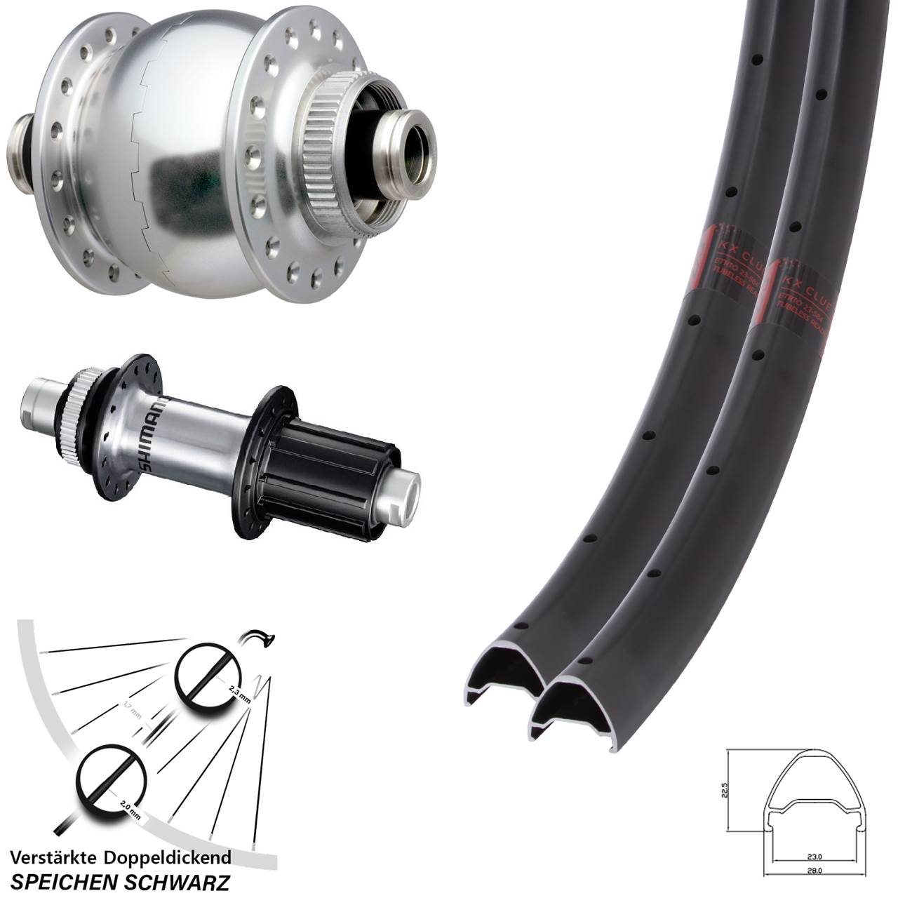 KX Clue SON delux Shimano GRX 28-29 Zoll Centerlock Laufradsatz 12x100/142 8-12 fach