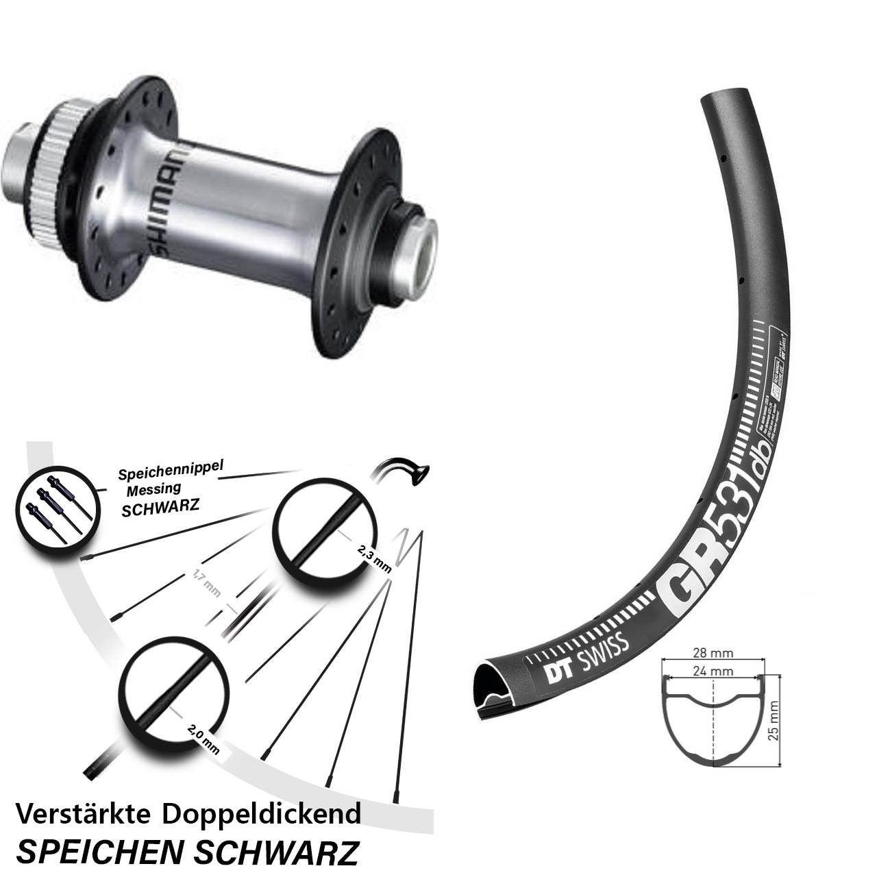 27,5 Zoll DT Swiss GR 531 Shimano HB-RS770 Vorderrad Centerlock 12x100