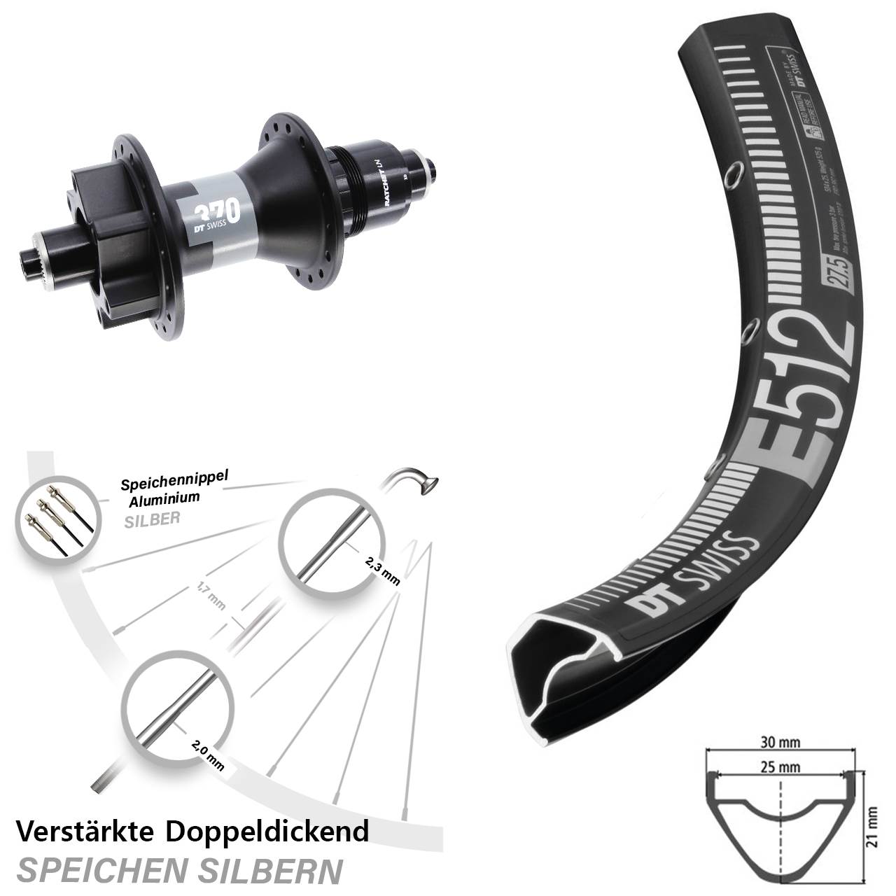 Disc 29 Zoll Laufrad für Schnellspanner DT Swiss E512-370 SRAM XD