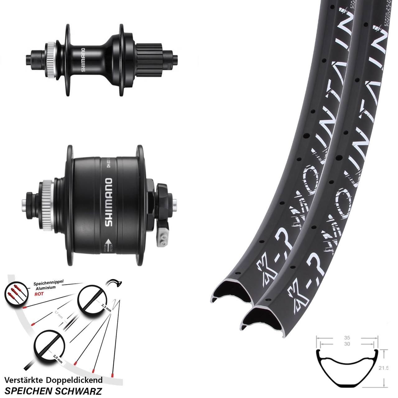 Laufradsatz Centerlock QR 27,5/29 Zoll KX-R Mountain Shimano DH-3D37 MT500 Micro Spline