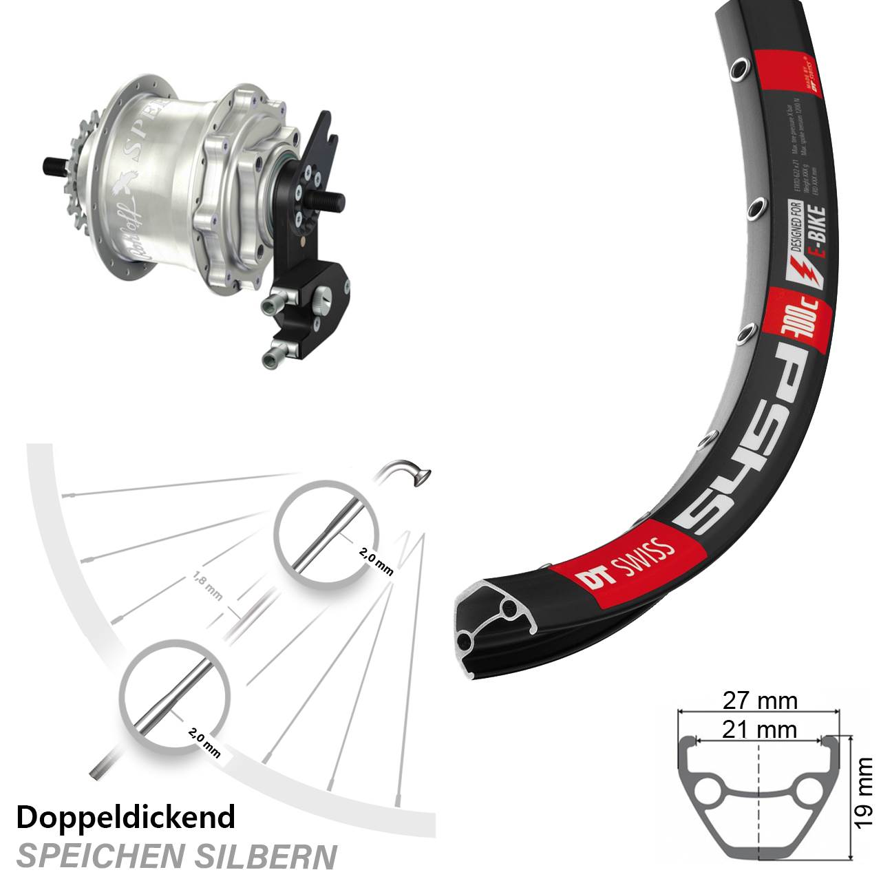 DT Swiss 545 Rohloff Speedhub TS DB OEM2 Tandem 28-29 Zoll Disc Hinterrrad