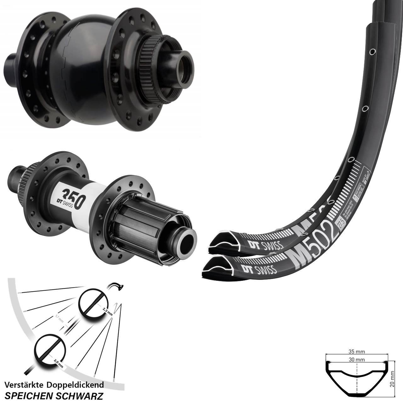 DT Swiss M502 350 SON 28 29 Zoll Centerlock Laufradsatz 15x110 12x148 8-11 fach HG