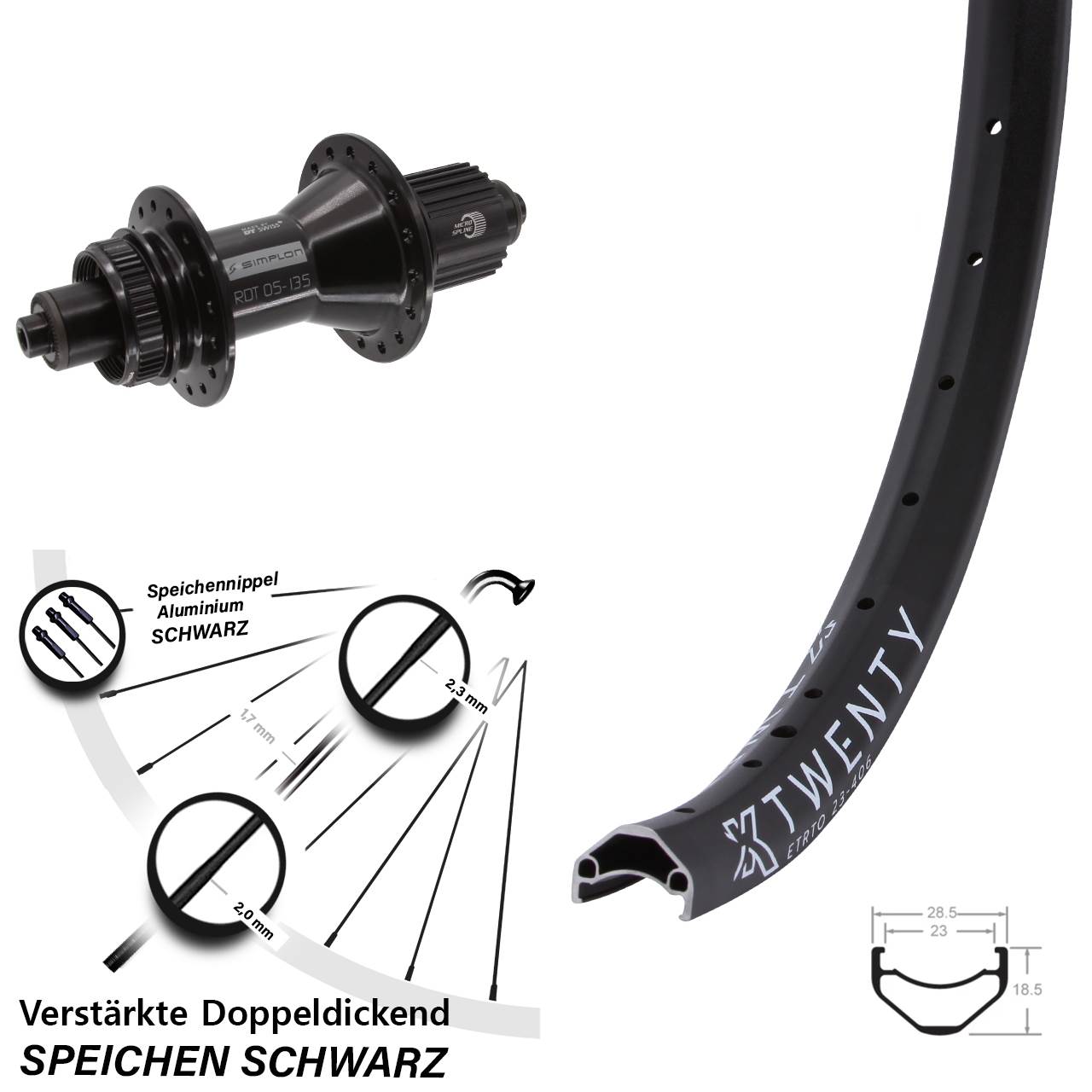 KX Twenty DT Swiss 370 Hybrid 20 Zoll Disc Laufrad für Schnellspanner Micro Spline